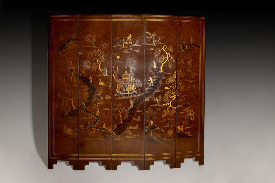 An early 20th century lacquer screen by Maison Jansen