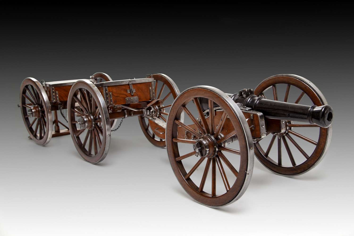 A 19th century model of a canon and carriages