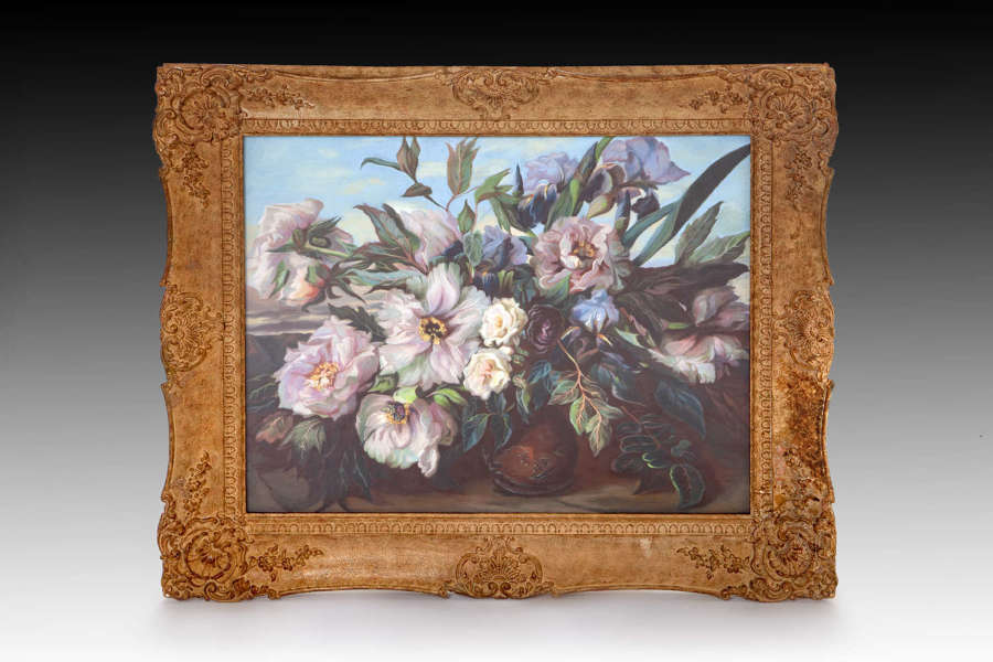 A 19th century pastel of flowers