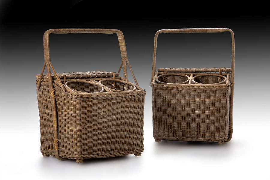 A pair of early 20th century wicker picnic baskets