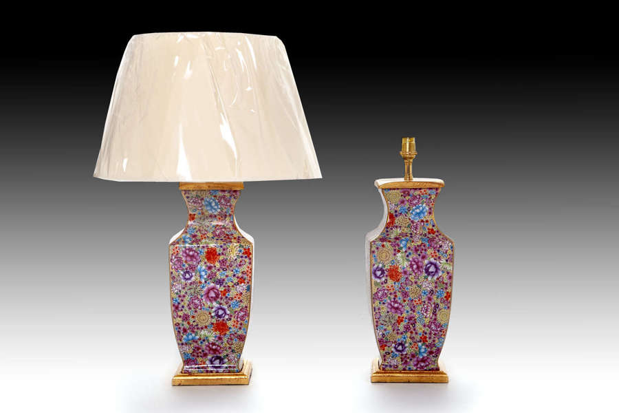 A pair of Millefiori vases as lamps