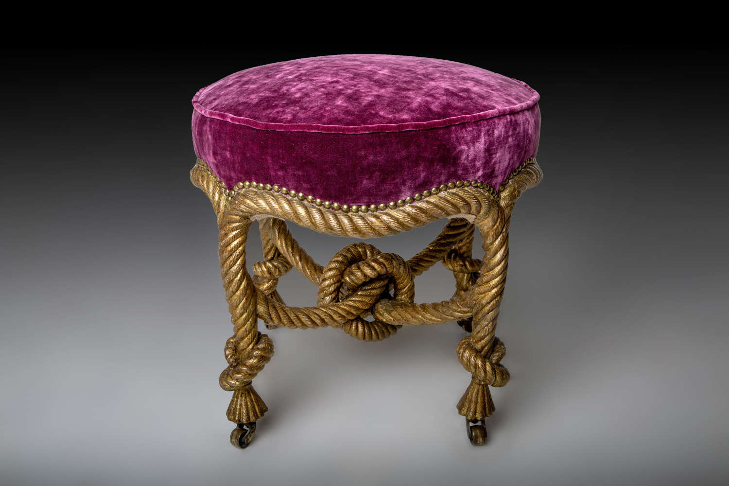 A fine giltwood rope stool