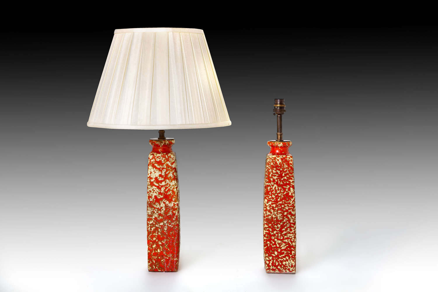 A pair of coral textured pottery lamps