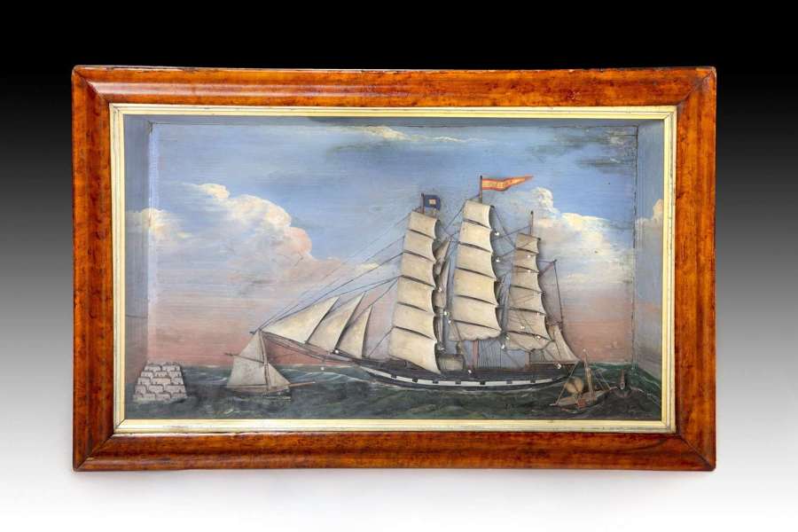 A fine 19th century ship diorama