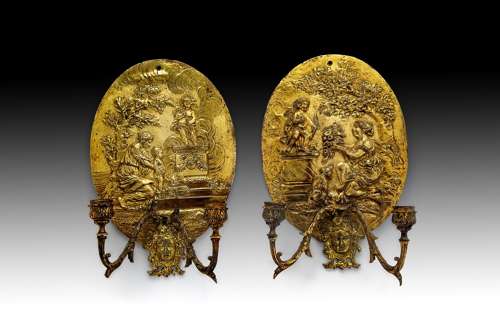 A rare pair of 18th century ormolu wall sconces