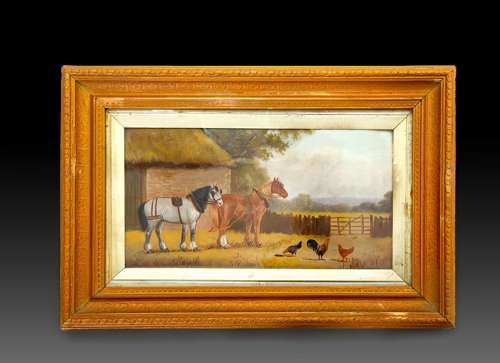 A pair of 19th century pastels of a farmyard