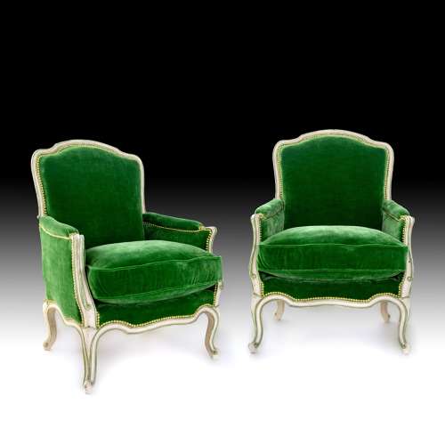 A pair of painted Fauteuil