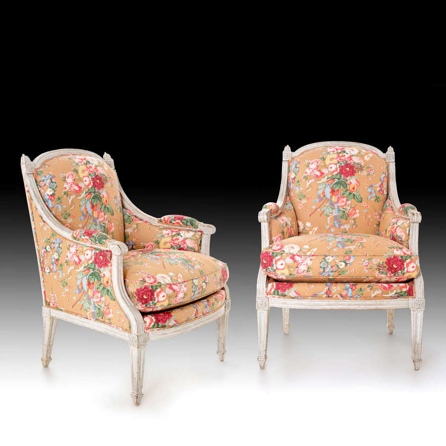 A pair of Louis XV1 armchairs