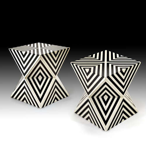 A pair of Italian geometric side tables