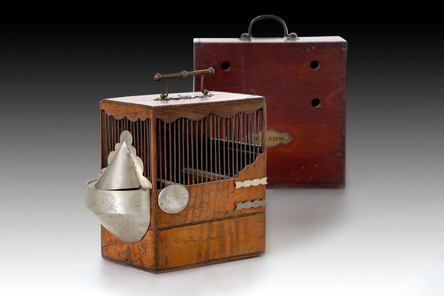 A rare Linnet cage and carrier
